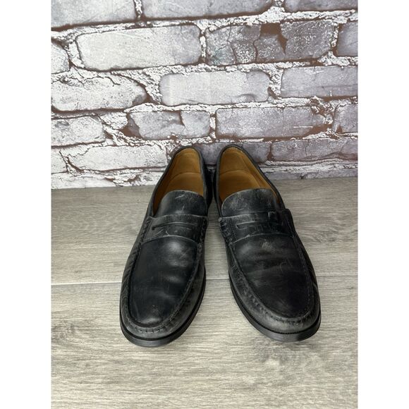Massimo Dutti Black Leather Penny Loafers Slip On Dress Shoes Men Sz 42EU/9M US main image 5
